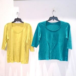 Two for one mid sleeve Eileen Fisher shirts Lg.